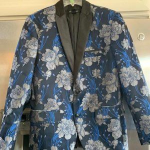 Blue Silver Black Formal Tuxedo Jacket - Medium
